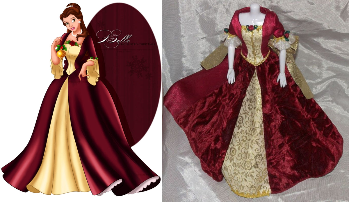 Princess Belle Red Dress Holiday Costume Christmas Belle Dress For Adu