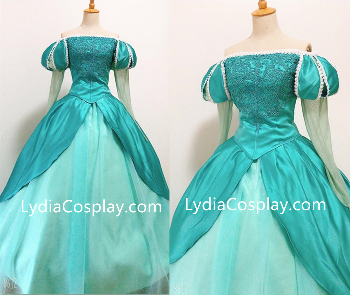 Teal Color Little Mermaid Ariel Dress, Ariel Princess Dress Cosplay Co Lydiacosplay Teal Color Little Mermaid Ariel Dress, Ariel Princess Dress Cosplay Co Lydiacosplay