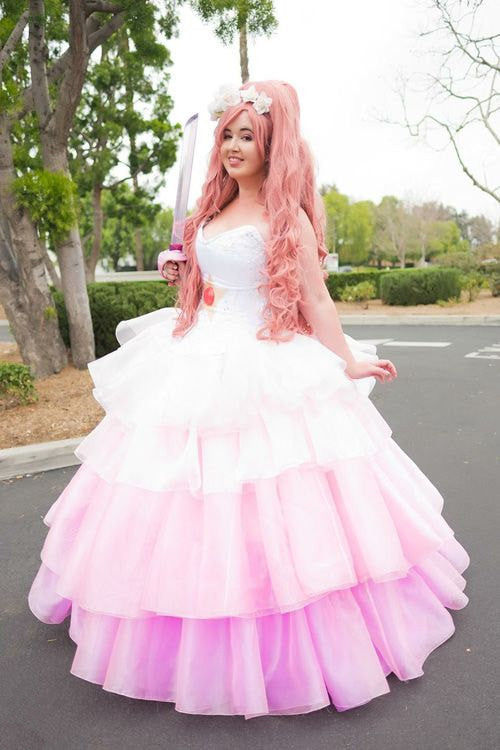 fitted lace wedding dress Rose Quartz Dress Rrose Quartz Cosplay Costume Customized – Lydiacosplay
