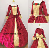 Princess Belle Christmas Dress Winter Belle Holiday Dress Cosplay Costume