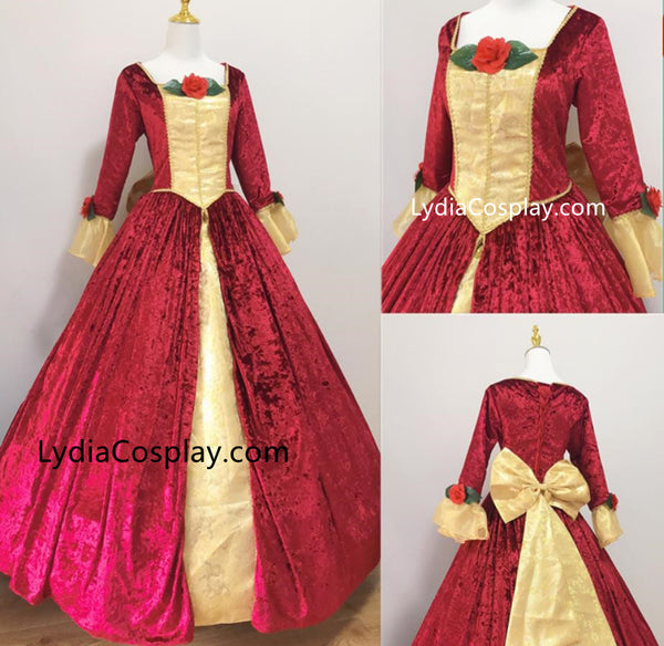 Princess Belle Christmas Dress Winter Belle Holiday Dress Cosplay Cost