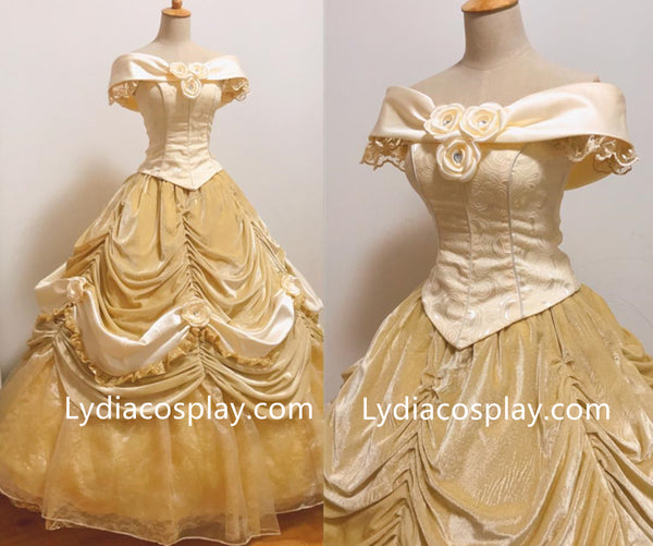 Princess Belle Dress Yellow Belle Cosplay Costume from Beauty and The – Lydiacosplay Princess Belle Dress Yellow Belle Cosplay Costume from Beauty and The – Lydiacosplay