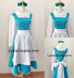 Belle Blue Costume for Women, Belle Blue Village Dress Cosplay Costume Adults