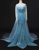 Frozen Inspired Princess Elsa Dress Cosplay Costume Blue Sparkling Dress