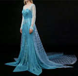 Frozen Inspired Princess Elsa Dress Cosplay Costume Blue Sparkling Dress