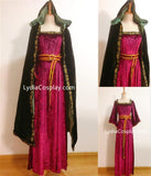Mother Gothel Cosplay Costume, Mother Gothel Red Dress with Cape Outfits