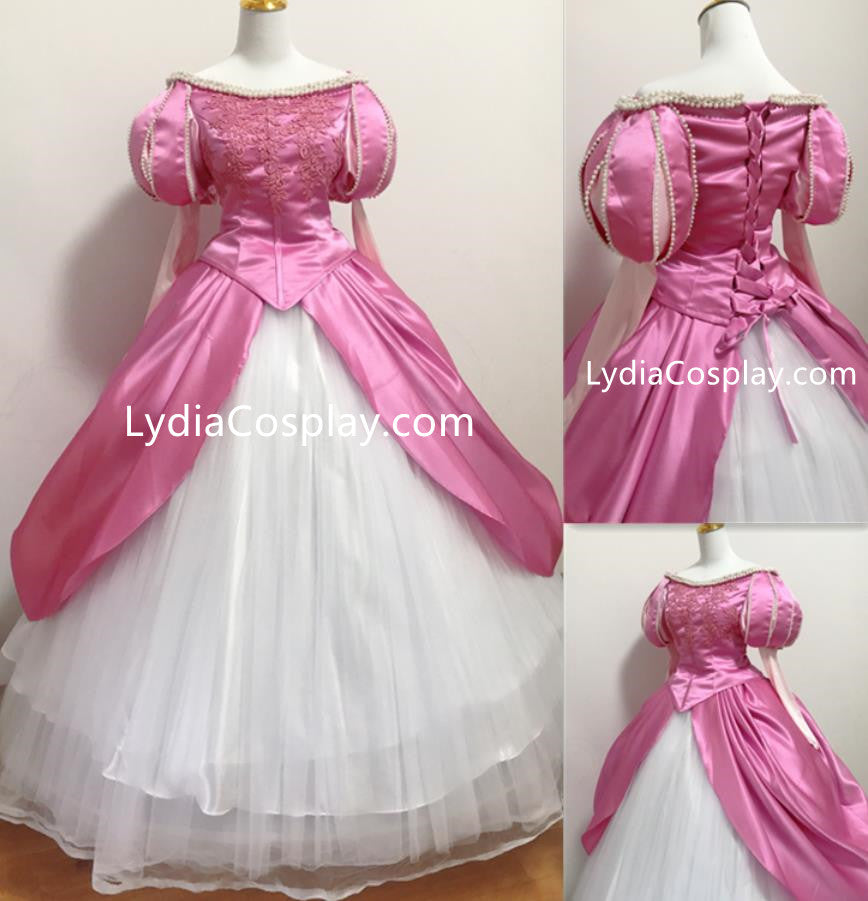 strapless open back dress Little Mermaid Princess Ariel Dress Pink Mermaid Ariel Cosplay Costume –  Lydiacosplay