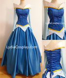Premium Fabric Princess Blue Aurora Dress Cosplay Costume