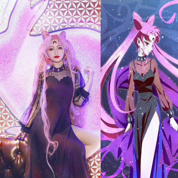 Wicked Lady Cosplay Costume Sailor the Moon Black Lady Costume Dress Plus Size Available