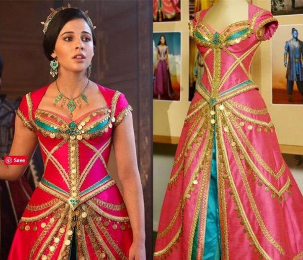 Jasmine Live Action 2019 Red Outfits Dress from Movie Aladdin 2019