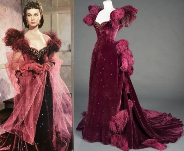 Scarlett O'Hara Costume Red Dress Garnet Gown Acted By Vivien Leigh in Gone With the Wind